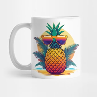 Simplistic pineapple wearing oversized sunglasses Mug